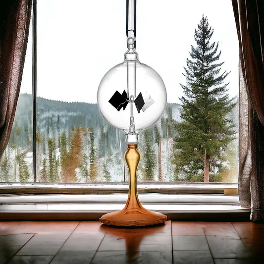 Medium Orange Solar Power Radiometer Crookes Spinning Vanes Glass Windmill
