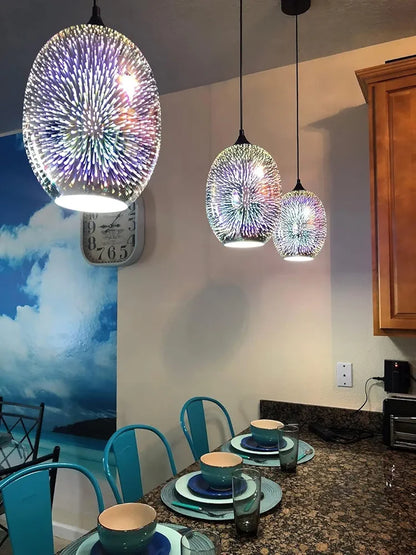 3D Glass Colorful Pendant Light Fireworks Pendant Light Colorful Light Fixture
