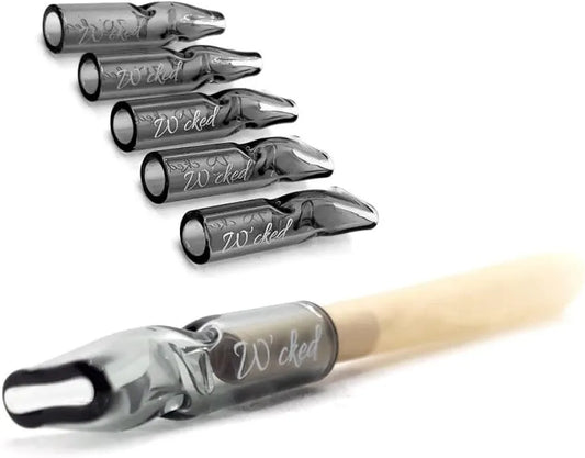 5PCS Reusable W'cked Glass Filter Tips for Pre Rolled Rolling Paper Cones Black