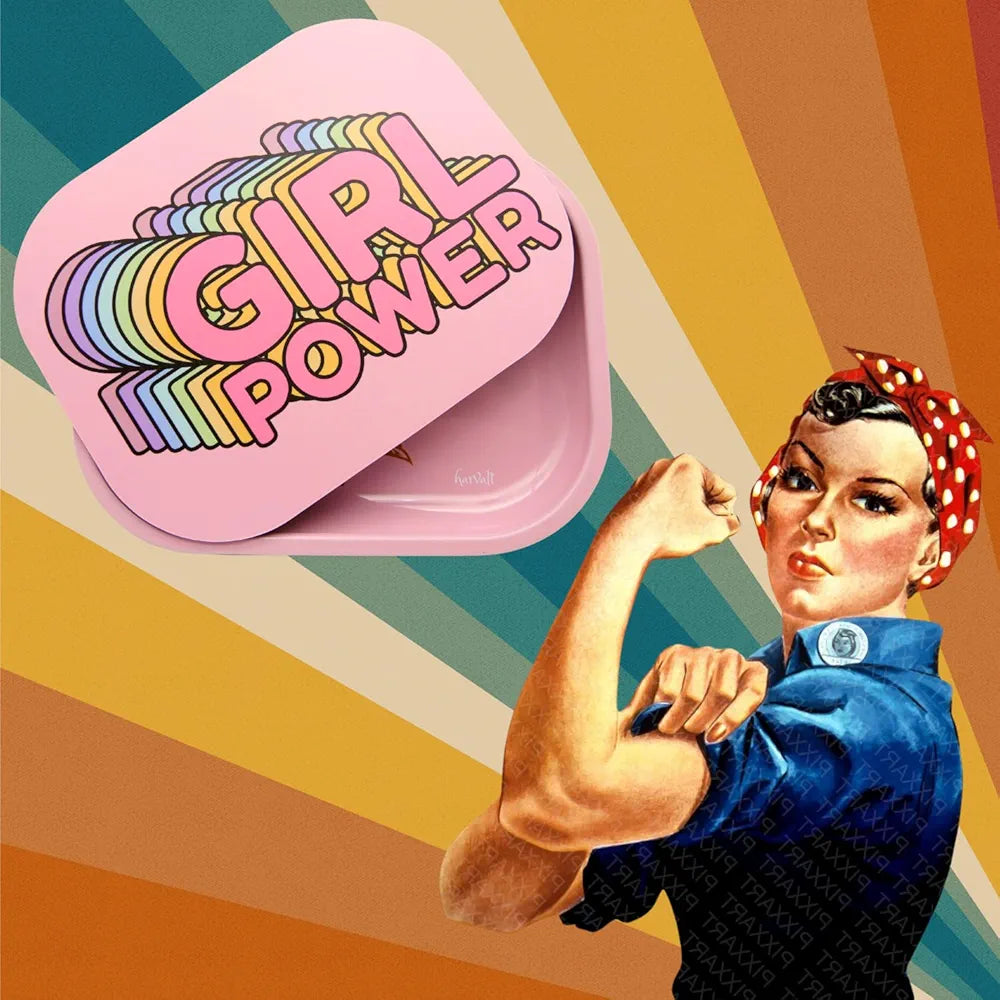 Girl Power Pink Rolling Tray with Magnetic Lid