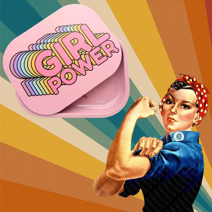 Girl Power Pink Rolling Tray with Magnetic Lid