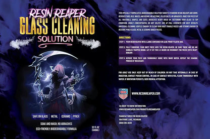 Resin Reaper Glass Cleaner 32 OZ | Pipe Cleaner | Safe on Glass, Metal, Ceramic, and Pyrex | 420 710 Friendly Cleaning | Soak and Wash - No Abrasives - Eco-Friendly, Biodegradable Formula