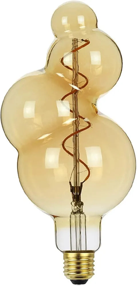 Large Vintage Light Bulb Bubble Light Bulb 4W Bubble Shaped LED Oversized Edison Bulb 2300K Warm White Amber Glass Spiral Flexible Filament E26 Base