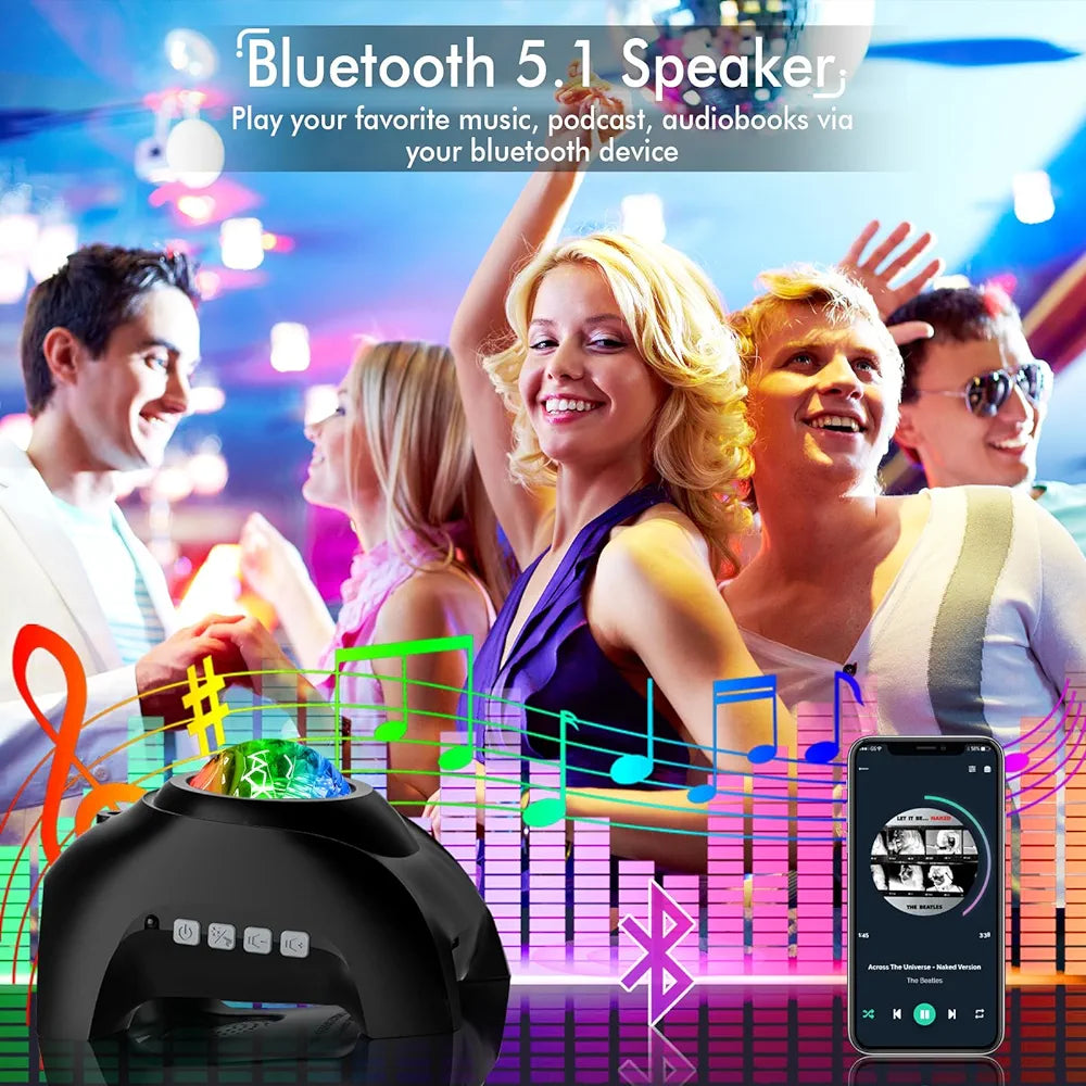 Star Projector, Galaxy Projector for Bedroom, LED Night Light Aurora Projector with Bluetooth Speaker, White Noise, Timer and Remote, Room Decor