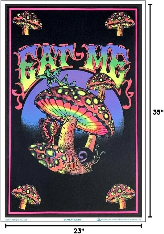 Eat Me Mushroom Flocked 23x35 Blacklight Poster Print, 23"x35"