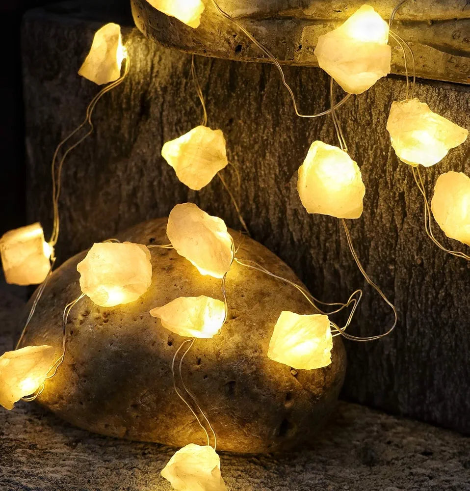 Rose Quartz Crystal Decorative String Lights 8.5 FT 20 LED Color Changing
